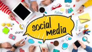 Social Media Black Letters Yellow Background